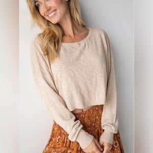 NWOT Natural Life Ellie Crop Pullover in Cream
